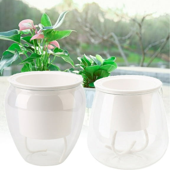 Cdar Flower Pot Plastic Self-watering Plant Glass For Home Garden Accessories