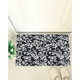 thumbnail image 4 of Shag Bath Rugs White Leaves Floral Seamless Plush Soft Fluffy Doormat Floor Carpet,Non-Slip Living Room Bedroom Kitchen Entryway Door Mats Overlay Botanical on Black, 4 of 6