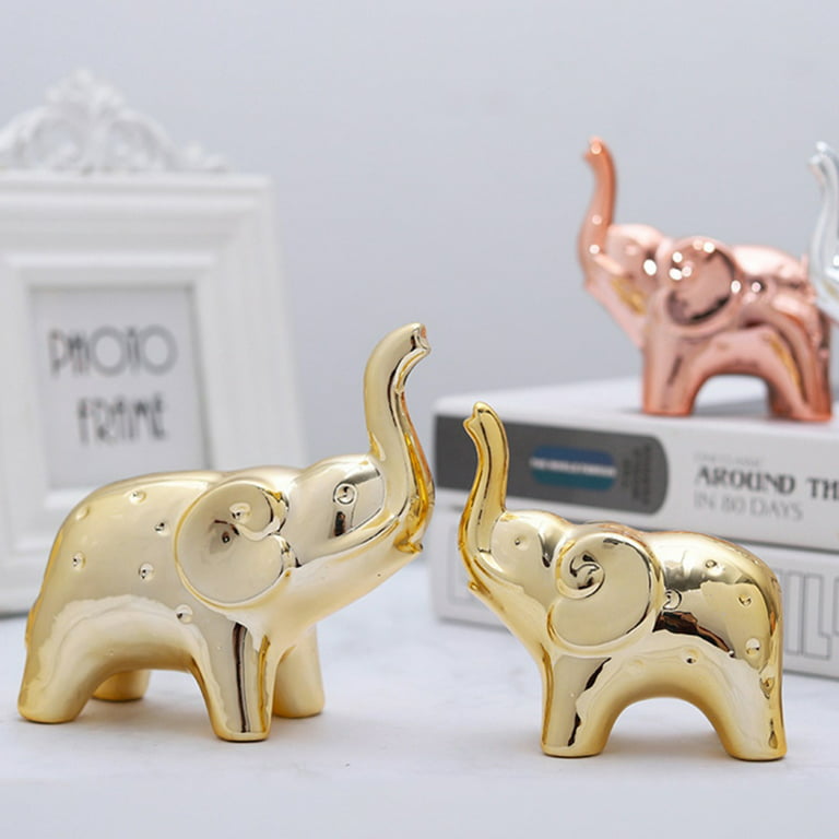 Gold Elephant Statue Figurines Home Decor,Good Luck Elephant Gifts for Mom  & Women,Elephant Decorations,Table Centerpiece 