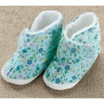 thumbnail image 2 of Women’s Edema Poly Sherpa Lined Slippers - Ideal for Edema, Diabetic and Swollen Feet, High Toe Box, Hook and Loop Strap - Size Large, Blue Floral, 2 of 4