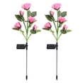 thumbnail image 1 of Rewera Luces solares al aire libre, flores solares, luces de jardín al aire libre, impermeables, 2 paquetes de rosas, luces decorativas solares para patio, camino, patio, decoración de césped, 1 of 6