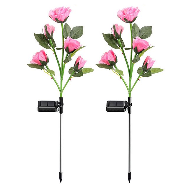 Rewera Luces solares al aire libre, flores solares, luces de jardín al aire libre, impermeables, 2 paquetes de rosas, luces decorativas solares para patio, camino, patio, decoración de césped
