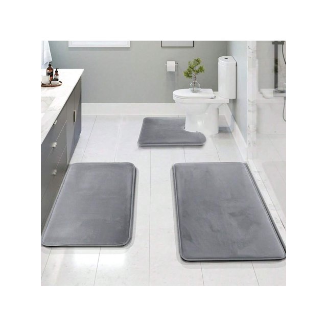 1pc Simple Solid Color Memory Foam Quick Rebound Water-Absorbent Non-Slip Floor Mat Bathroom Floor Mat Bathroom Floor Mat