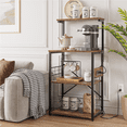 thumbnail image 2 of Bestier Kitchen Microwave Stand with Power Outlet, Bakers Rack with Storage, Coffee Bar with 10 S-Hooks, for Spices, Pots and Pan, Rustic Brown, 2 of 11