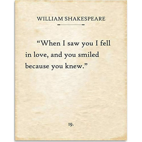 William Shakespeare - When I Saw You I Fell In Love - Book Page Quote Art Print - 11x14 Unframed Typography Book Page Print - Great Gift for Book Lovers
