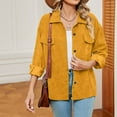 thumbnail image 5 of Njoeus Women Corduroy Button Up Collared Shirt Jacket Solid Color Casual Long Sleeve Blouses Tops S-XXL, 5 of 8