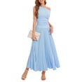 thumbnail image 1 of Vestido Bbonlinedress azul de verano maxi plisado con un solo hombro, 1 of 6
