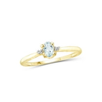 JewelersClub Aquamarine Ring Birthstone Jewelry – 0.25 Carat Aquamarine 14K Gold Plated Silver Ring Jewelry with White Diamond Accent – Gemstone Rings with Hypoallergenic 14K Gold Plated Silver Band