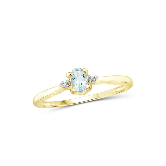 JewelersClub Aquamarine Ring Birthstone Jewelry – 0.25 Carat Aquamarine 14K Gold Plated Silver Ring Jewelry with White Diamond Accent – Gemstone Rings with Hypoallergenic 14K Gold Plated Silver Band