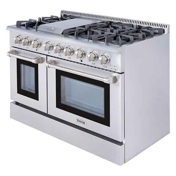 Thor Kitchen 48 Inch 6 Burner Gas Range Double Oven, Stainless Steel