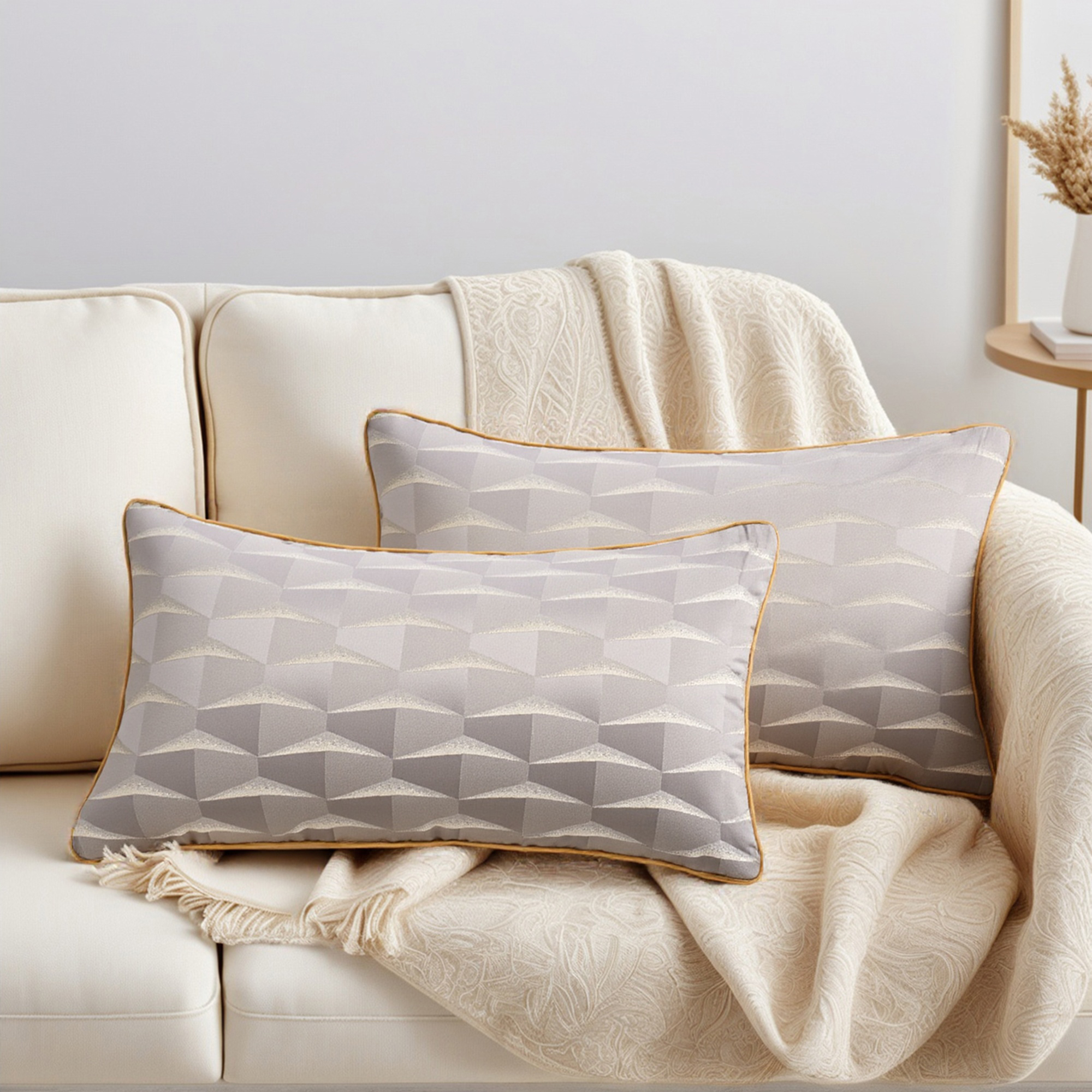 Unique Bargains 2pcs Satin Throw Pillow Covers for Sofa Bed Room Grey 20" x 12"