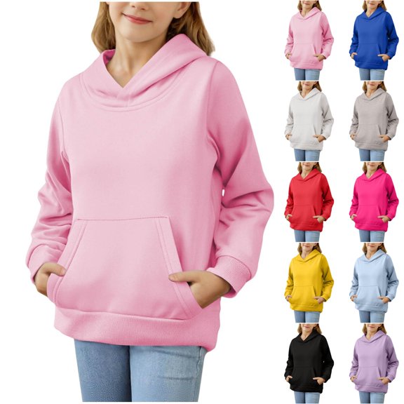 Hoodies for Child Girls Boys Preppy Long Sleeve Hooded Sweatshirt Pullover with Pocket Lightweight Hoodies for Girls Boys