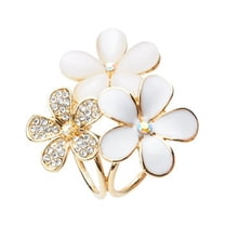 UDIYO Women Shiny Rhinestone Inlaid Flower Scarf Ring Clip Holder Brooch Pin Buckle