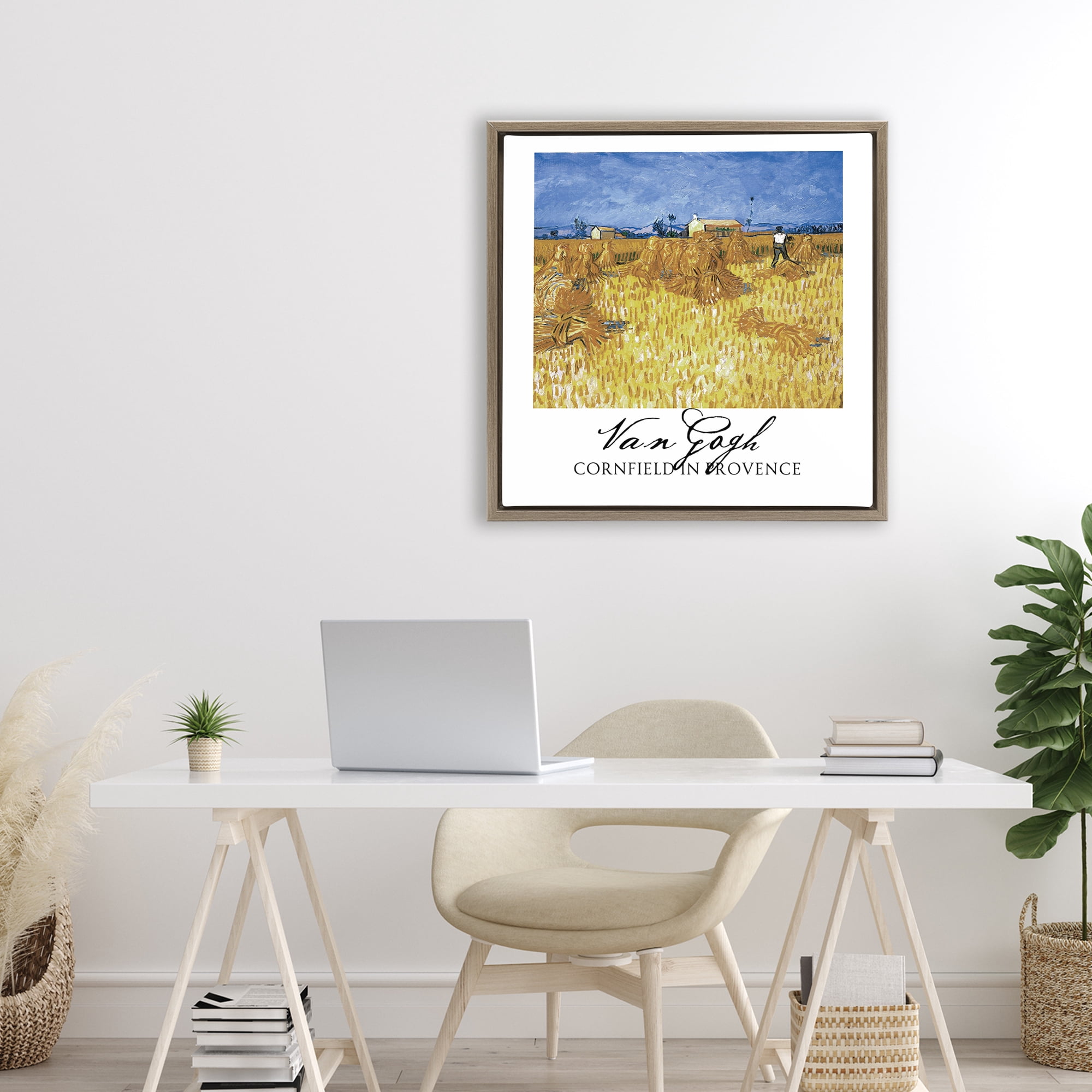 Stupell Industries Van Gogh Cornfield Provence Brown Framed Floater Canvas Wall Art, design by Vintage Hustle