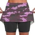 thumbnail image 2 of Jacenvly New Ladies Summer Skorts Fashion Women's Summer Camouflage Print Pleated Tennis Skirts Athletic Stretchy Yoga Fake Two Piece Shorts Skirt Comfortable Purple, 2 of 8