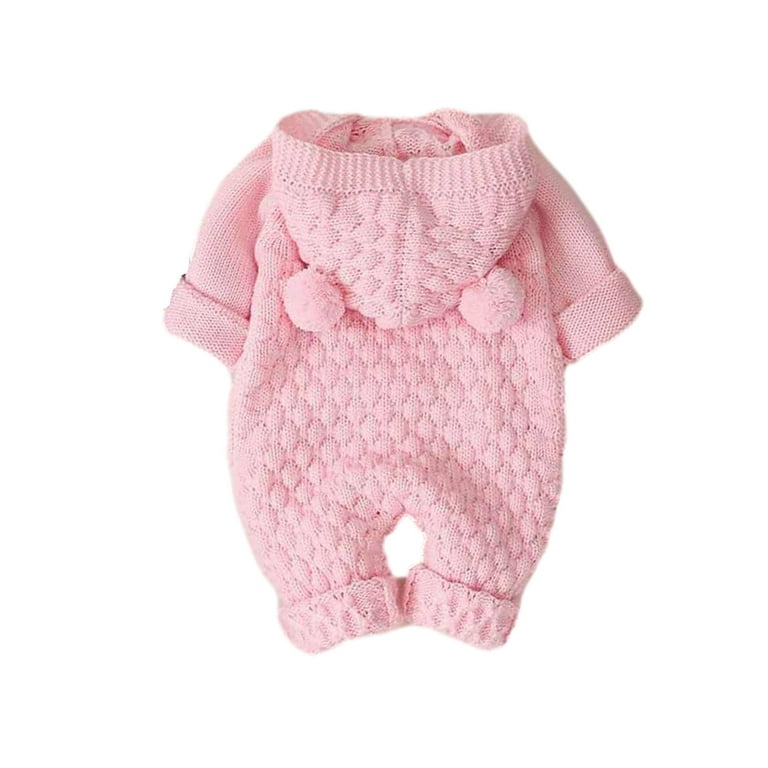 Ovbmpzd Warm Newborn Pajamas Boy Long Sleeve Pink Cotton Hooded