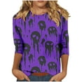 thumbnail image 2 of Wensltd Womens Casual Halloween 3/4 Sleeve Crew Neck Tee Shirts Leopard Pumpkin Shirts Fall Tops, 2 of 5