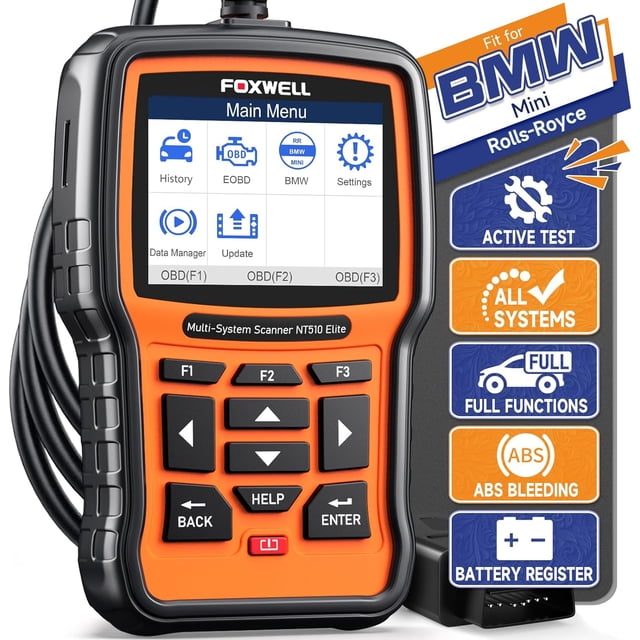 FOXWELL NT510 Professional Automotive Diagnostic Tool - All System Scan with Free Lifetime Updates