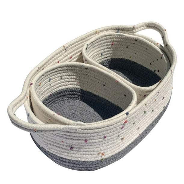 One Large And Two Small Cotton Rope Woven Baskets Mega Size Extra Large