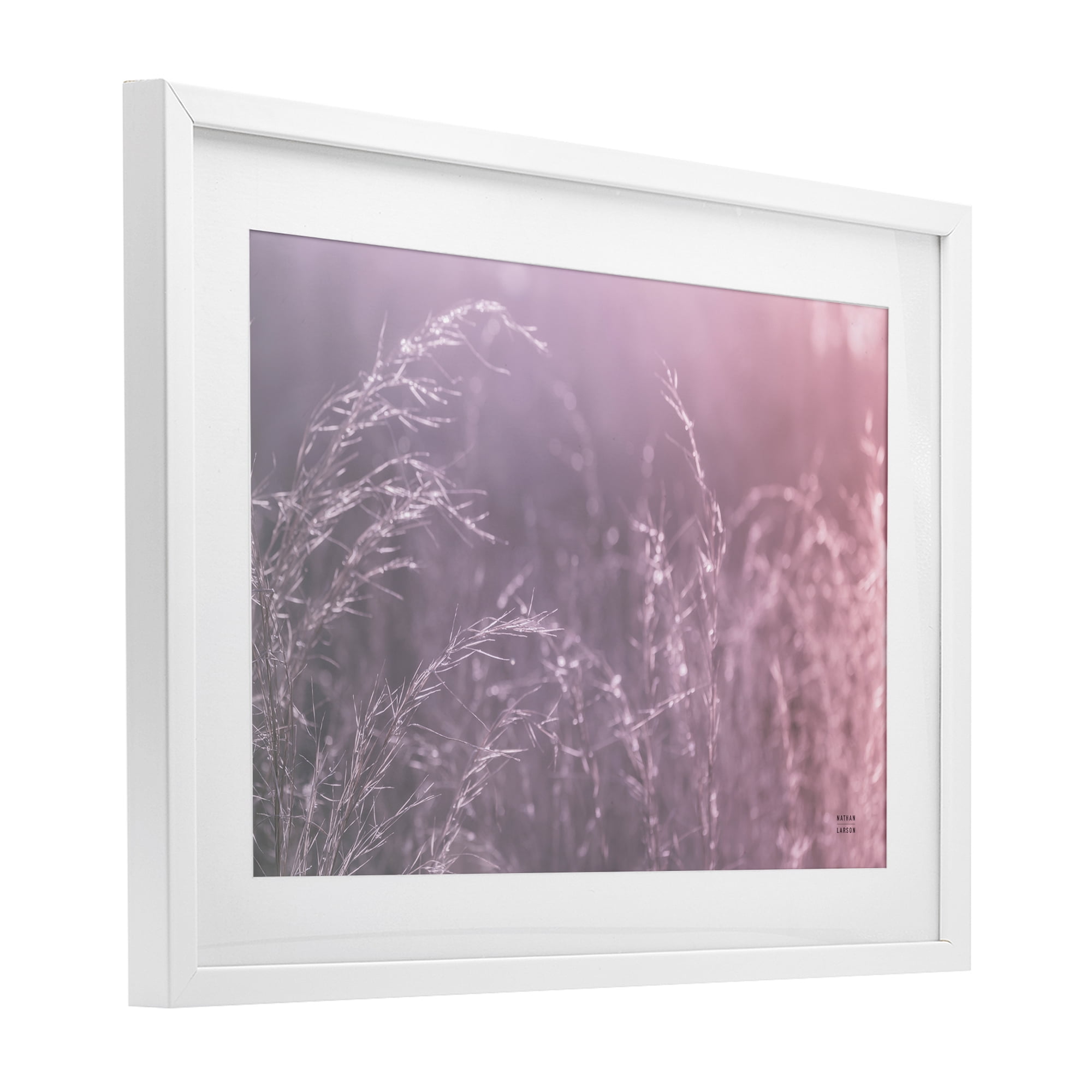 Stupell Industries Pink Meadow at Dawn White Framed Print Under Glass, design by Nathan Larson