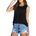 thumbnail image 2 of TEMOFON Tank Tops for Women Summer Sleeveless T Shirts for Women Pleated Crew Neck Fashion Ruched Loose Flowy Basic Shirts Solid Color Black Size XL, 2 of 4