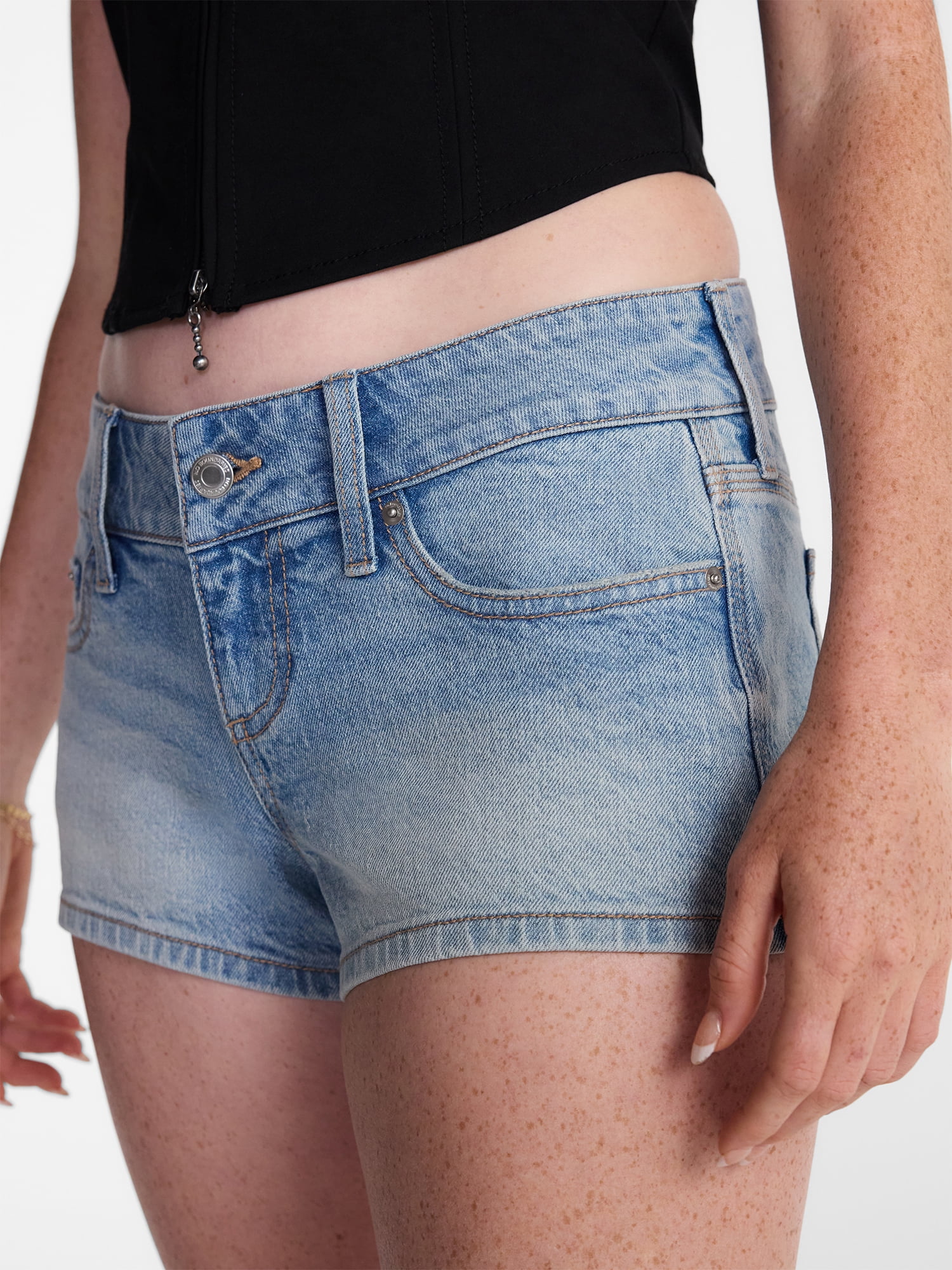 No Boundaries Low Rise Denim Shortie Shorts, 2'' Inseam, Women’s 00-20
