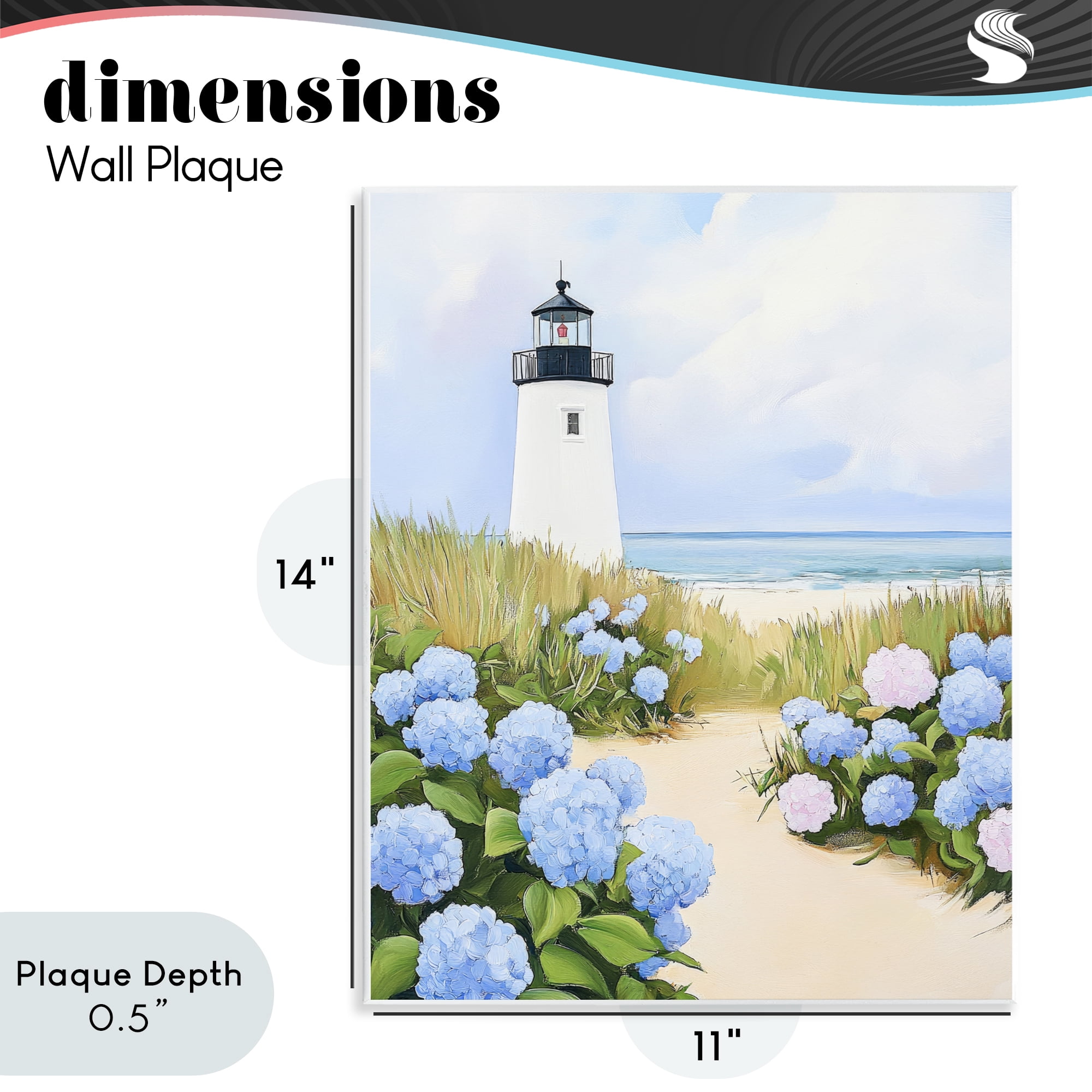 Stupell Industries Hydrangea Path Leading to Lighthouse Wall Plaque Art, design by Sisi and Seb
