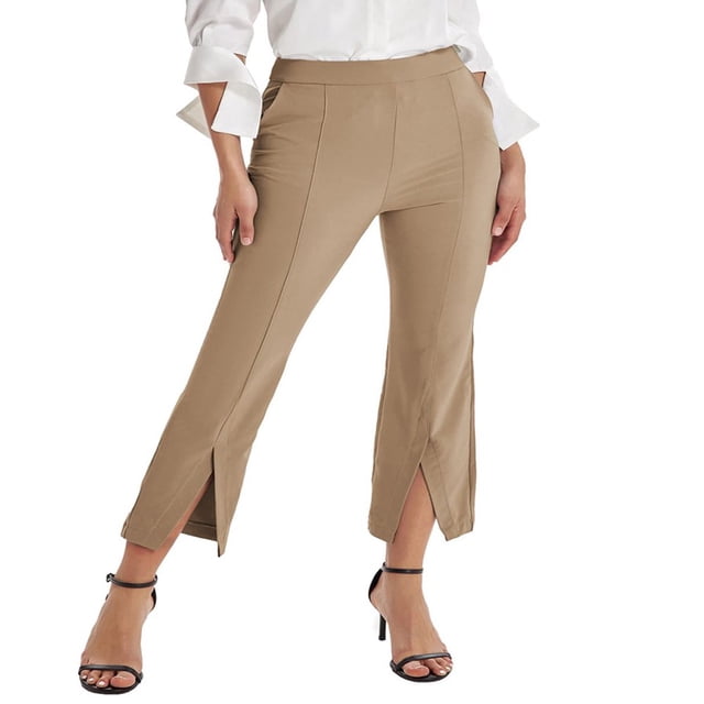 POINTERTECK Pantalon Ample Décontracté pour Femmes Taille Haute Couleur Unie Jambe Évasée avec Poches