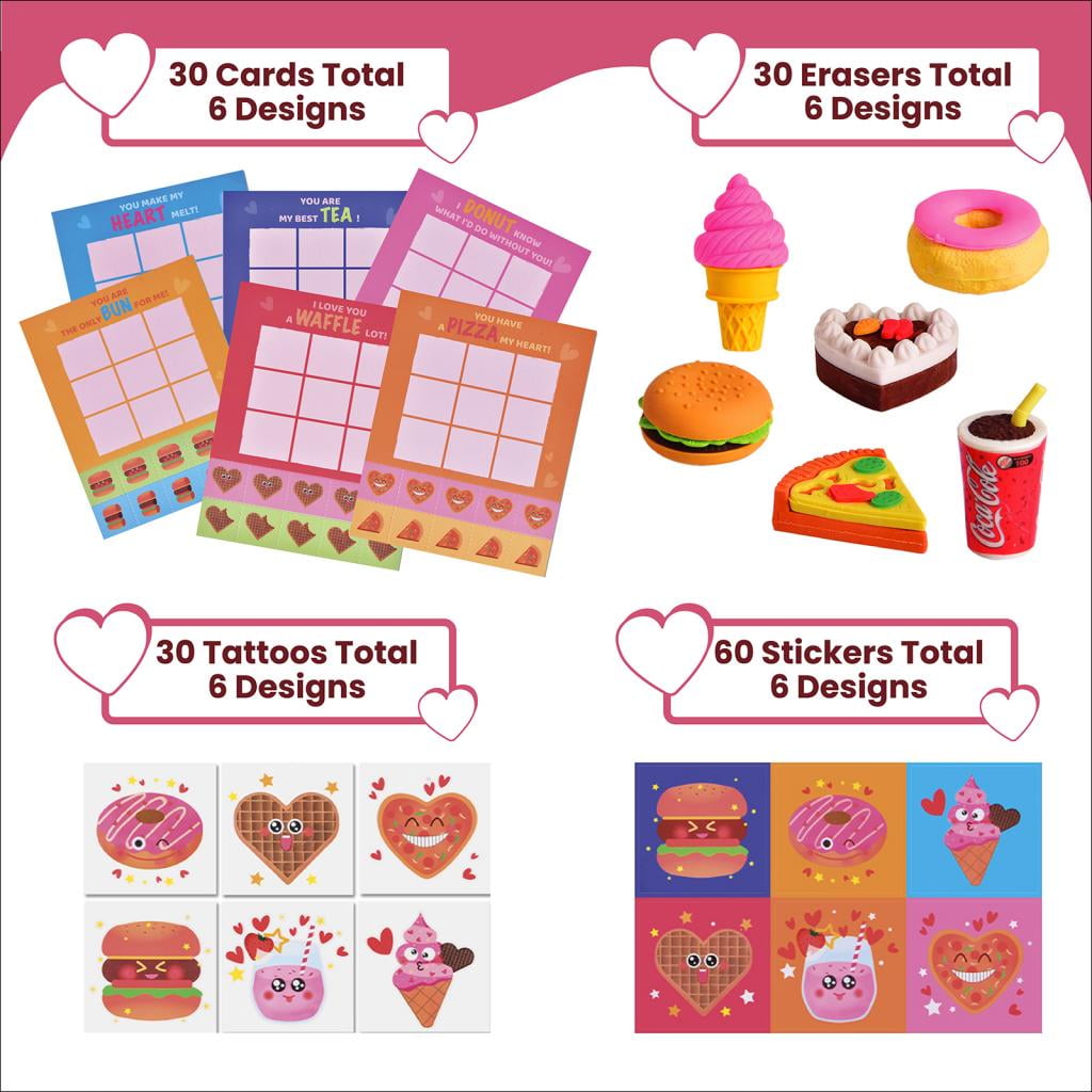 Pizza Eraser Valentine Card Kit