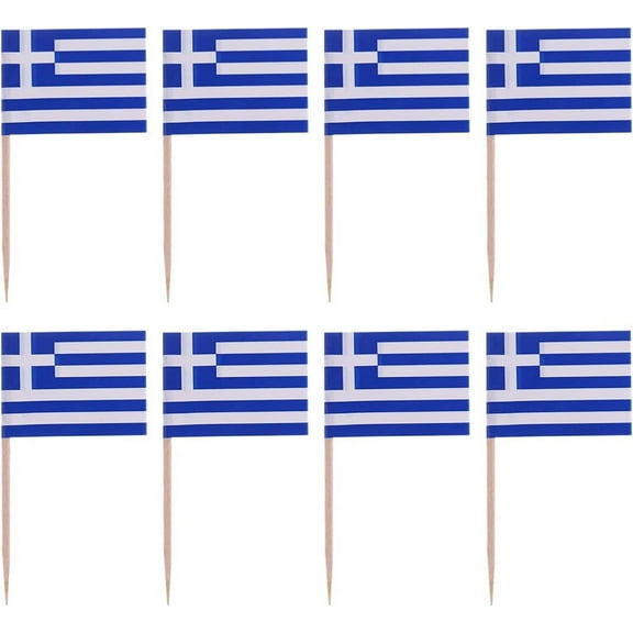 Greece Flag Greek Toothpick Flags 100pcs Small Mini Stick Cupcake Topper Greek Flags Country Picks Party Decoration Celebration Cocktail Food Bar Cake Flags