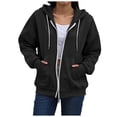 thumbnail image 2 of VBVC Women's Oversized Full Zip Hooded Sweatshirt , Thumbhole Drawstring Jacket For Women , Ladies' Basic Fall Hoodie with Pockets, Black , S-2XL, 2 of 6