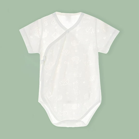 Delliss Baby Bodysuit Unisex Short-Sleeve Side Snap Romper Summer Unisex Baby Clothes Onesie