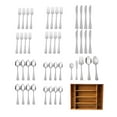 thumbnail image 1 of Mainstays Splendent 46 Piece Stainless Steel Flatware Set with Wooden Tray Organizer, Silver Tableware, 1 of 9