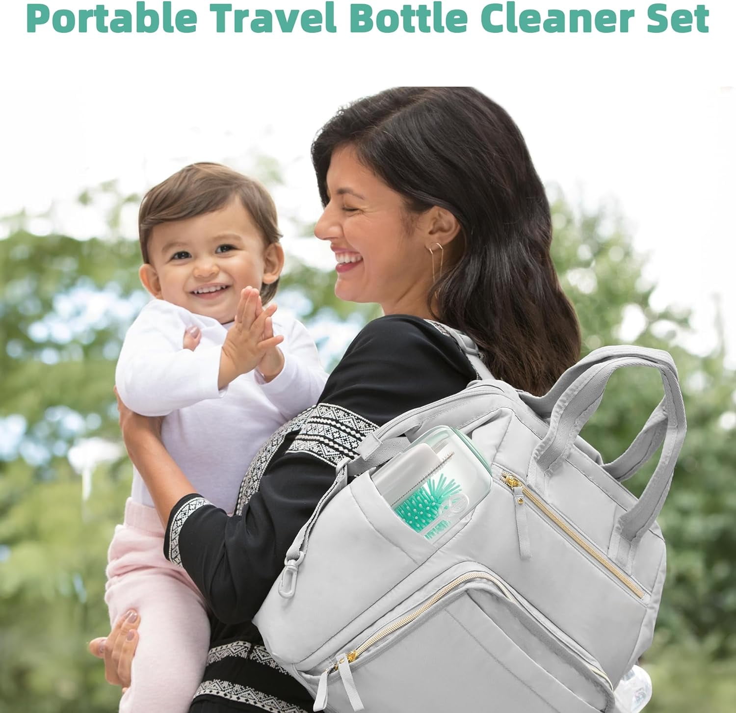 Electric Bottle Brush Cleaner, Rechargable Electric Baby Bottle Brush for Travel, Waterproof Electric Bottle Cleaner Set with Nipple & Straw Brush, Perfect Essentials Gift for Mom After Birth, Green