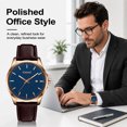 thumbnail image 5 of Watches for Man Minimalist Quartz Watch with Leather Strap & Calendar 30M Water Resistant Watch Gift for Man, 5 of 8