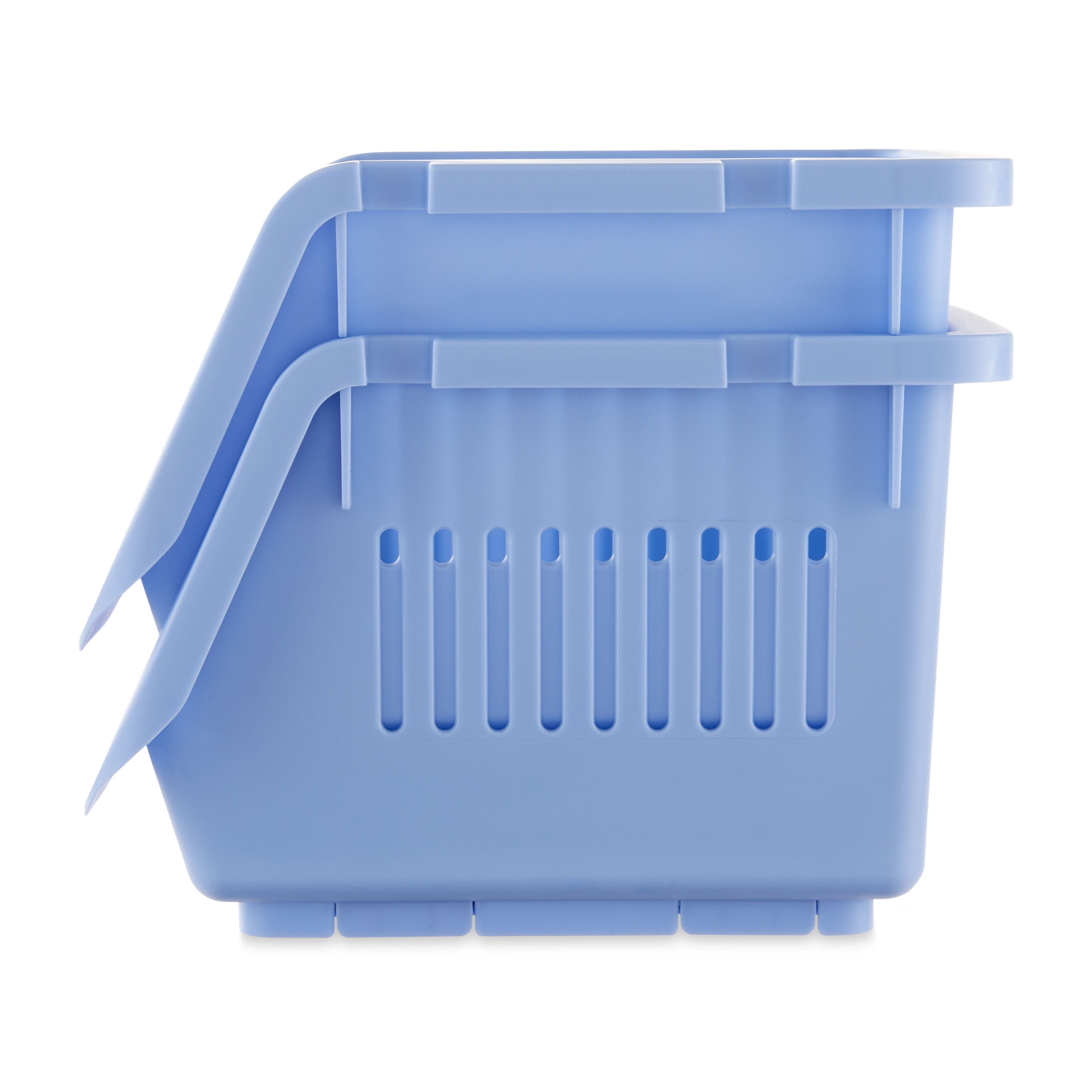 Pen + Gear Stackable Polypropylene, Plastic Storage Bins, Periwinkle, 2 Count, All Ages