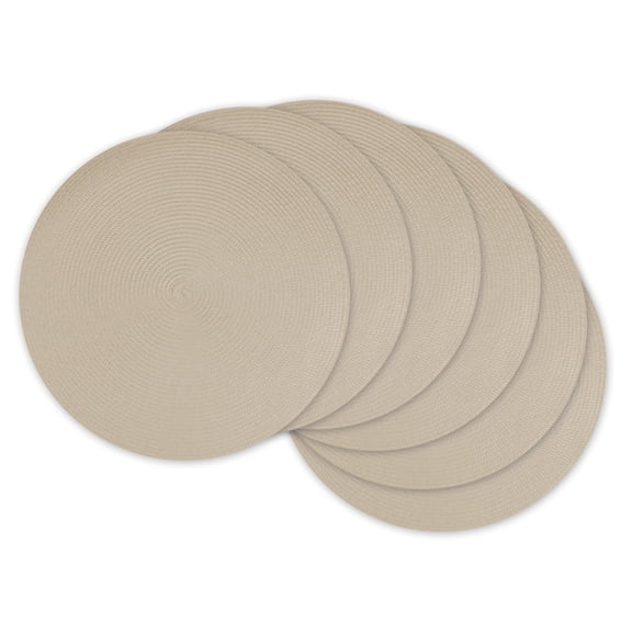 Natural Round Polypropylene Woven Placemat (Set of 6)