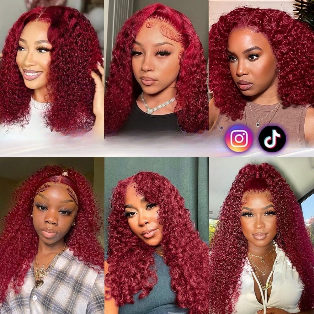 Curly Bob Wig Synthetic Wig Deep Wave 13x6 HD Lace Front Wigs For Black Women Hair Pre Plucked Wear And Go Glueless Short Wet And Wavy Chocolate Brown 12 Inch
