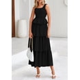 thumbnail image 3 of Vestido PRETTYGARDEN para mujer 2025, verano, sin mangas, midi, negro, 3 of 9