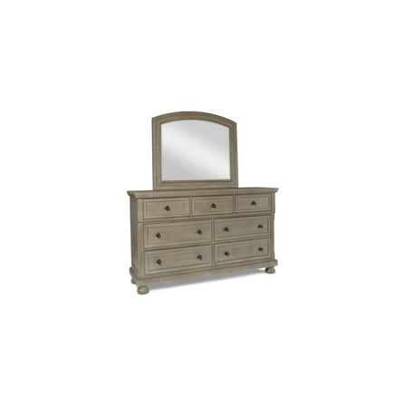 New Classic Furniture Allegra Wood 7-Drawer Dresser with Mirror, Pewter