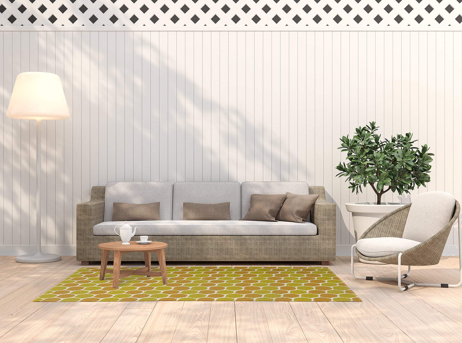 Simply Daisy 5' x 7' Sunny Mustard Geometric Indoor/outdoor Rug