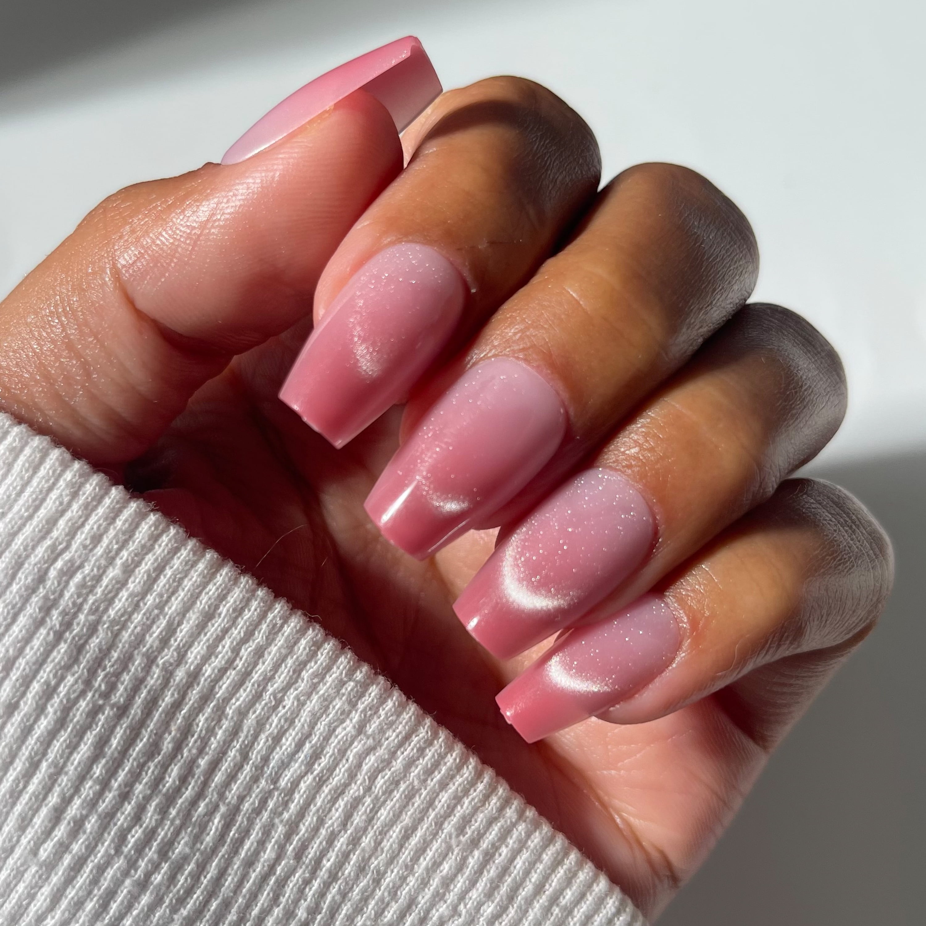Salon Perfect Artificial Fake Press On Nails, 490 Magnetic French, Double Pink, Medium Square, File, Glue and Prep Pad Included, 30 Nails
