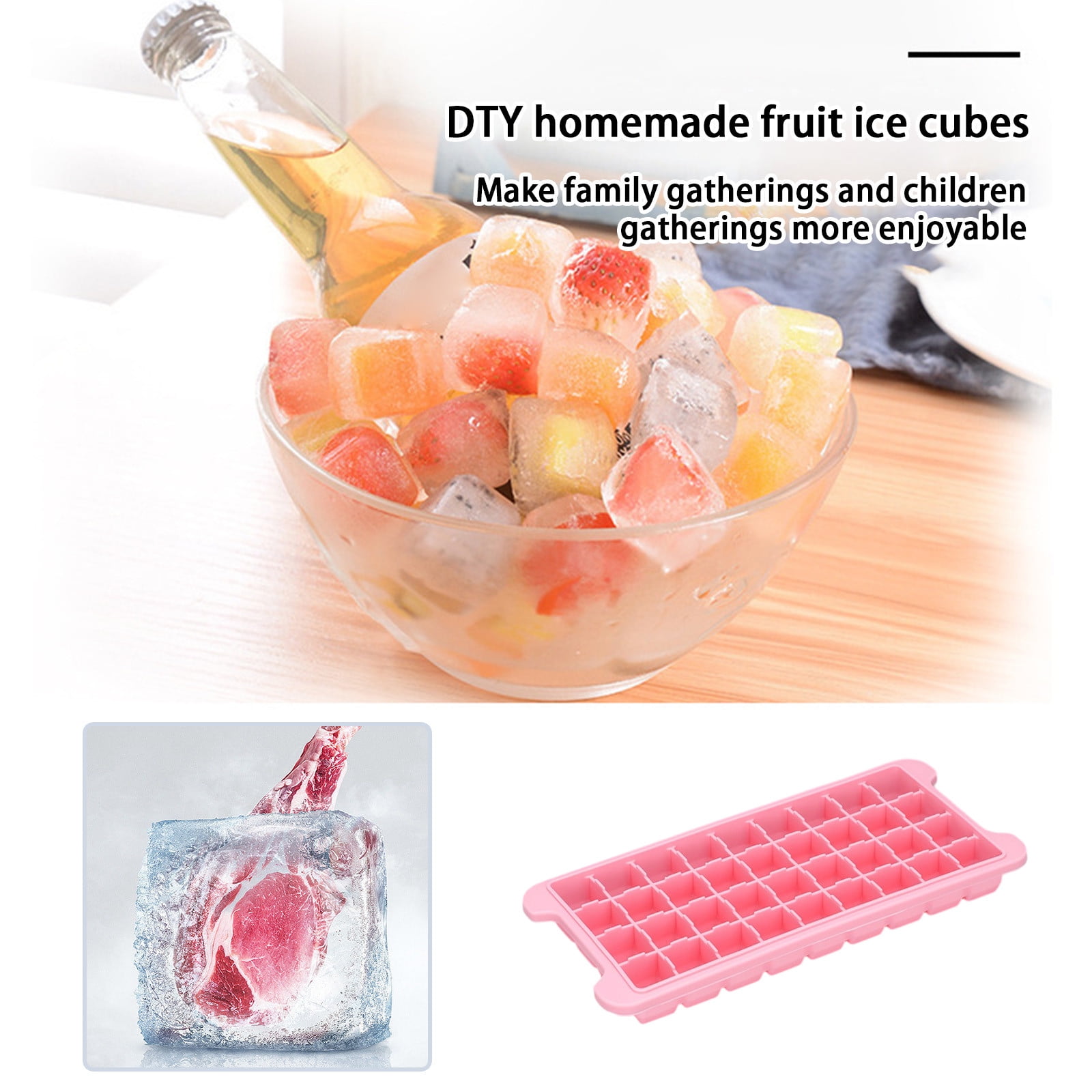 JilgTeok 4 Packs 36-Ice Block Tray with Lid, Large Capacity Easy Press Ice Cube Maker for Freezer, BPA Free Plastic Ice Mold for Whiskey Cocktails Coffee, Dishwasher Safe