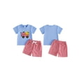 thumbnail image 2 of BemeyourBBs Toddler Baby Boy Back To School Outfit Pre Kindergarten Outfits Little Baby Boy Summer Clothes Casual Apple Pencil In Cart Embroidered ShoShirt and Pockets Plaid Shorts 2 Pcs Set, 2 of 9