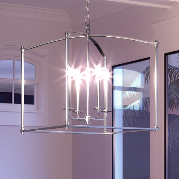 Luxury Contemporary Indoor Chandelier, 25''H x 19.625''W, with Transitional Style Elements, Casual Design, Brushed Nickel Finish, UHP3830