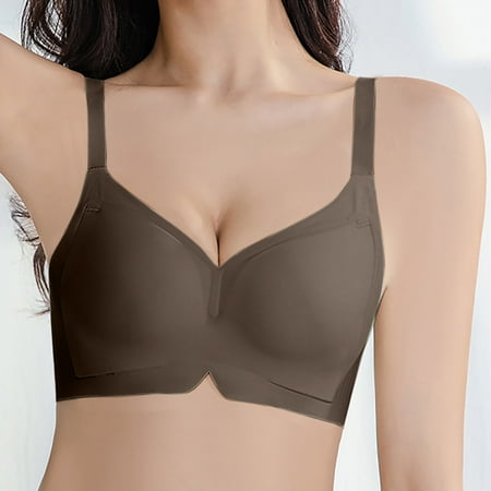 Must-Have Savings: Bras for Women No Underwire  Sujetadores para mujer sin aros  Women s Non Steel Ring Style Printed Gathered Middle Button Breathable Underwear Daily Bra