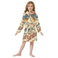 thumbnail image 6 of FORMRS Niños Bathrobe Unisex Hooded Robe Soft Plush Pajamas Sleepwear, Size 10-12T, Beige Sardines Pattern, 6 of 7