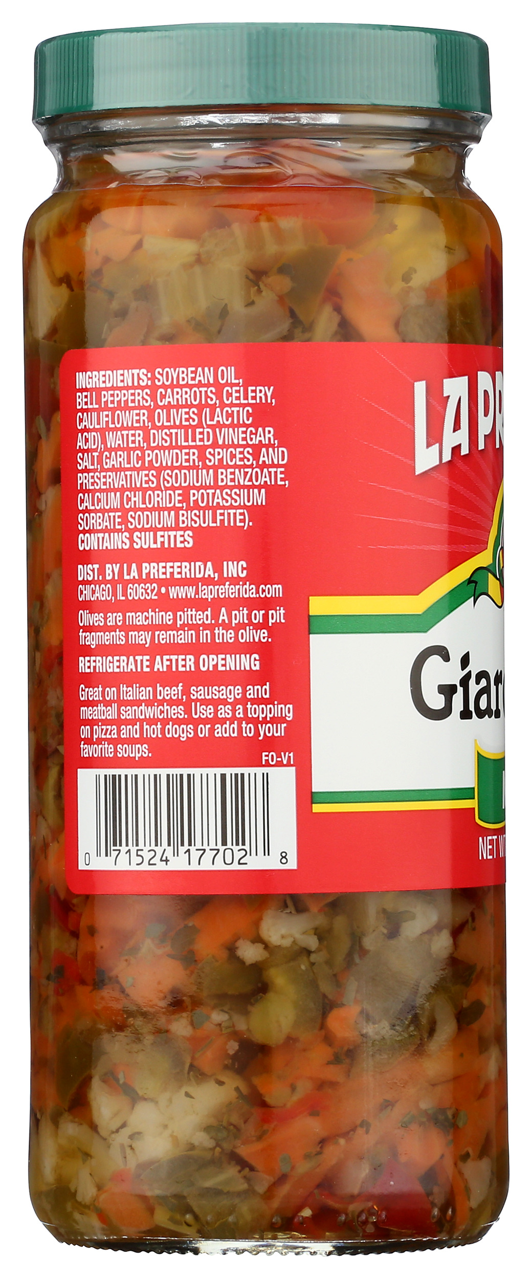 (Pack of 12), La Preferida Mild Giardiniera, 16 oz