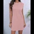 thumbnail image 4 of Robe T-Shirt Courte d'Été pour Femme à Manches Cap, Col Rond, Décontractée, Ample, Basique, Mini, Rose G, 4 of 7