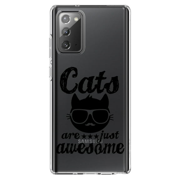 DistinctInk Clear Shockproof Hybrid Case for Galaxy Note 20 ULTRA (6.9" Screen) - TPU Bumper Acrylic Back Tempered Glass Screen Protector - Cats Are Just Awesome